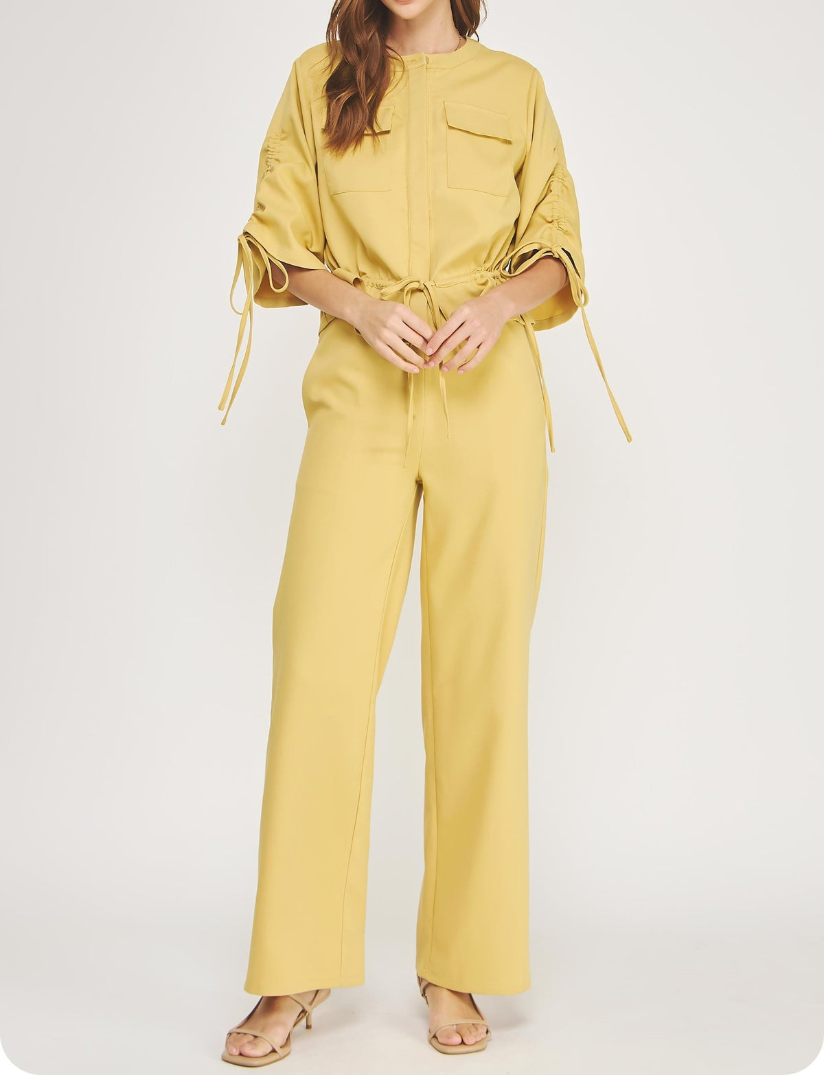 HONEY MUSTARD YELLOW STRAIGHT WIDE LEG SUITING PANTS