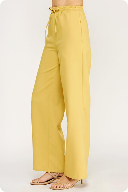 HONEY MUSTARD YELLOW STRAIGHT WIDE LEG SUITING PANTS