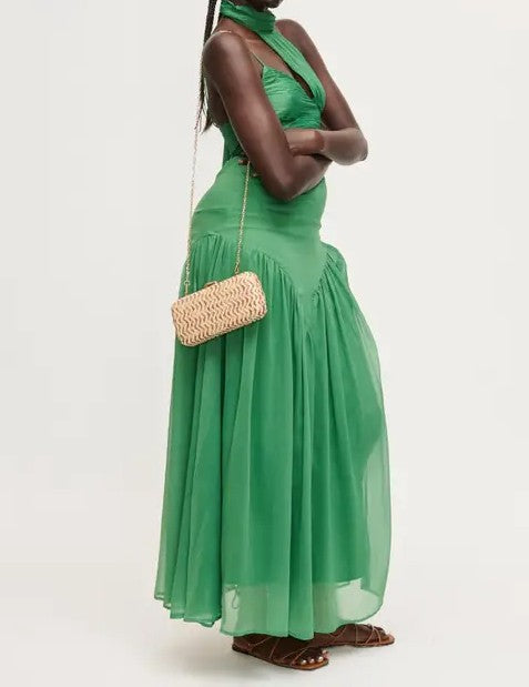 BEIGE MULTI TEXTURED WOVEN VALENTINA EVENING BAG