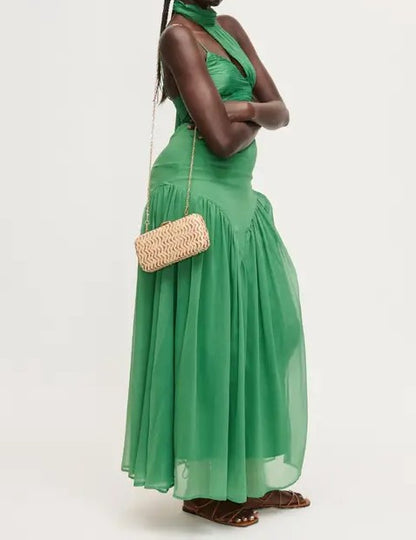BEIGE MULTI TEXTURED WOVEN VALENTINA EVENING BAG