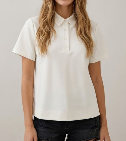OFF WHITE COLLARED BUTTON DOWN SWING TOP