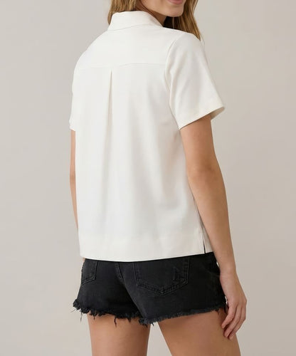 OFF WHITE COLLARED BUTTON DOWN SWING TOP