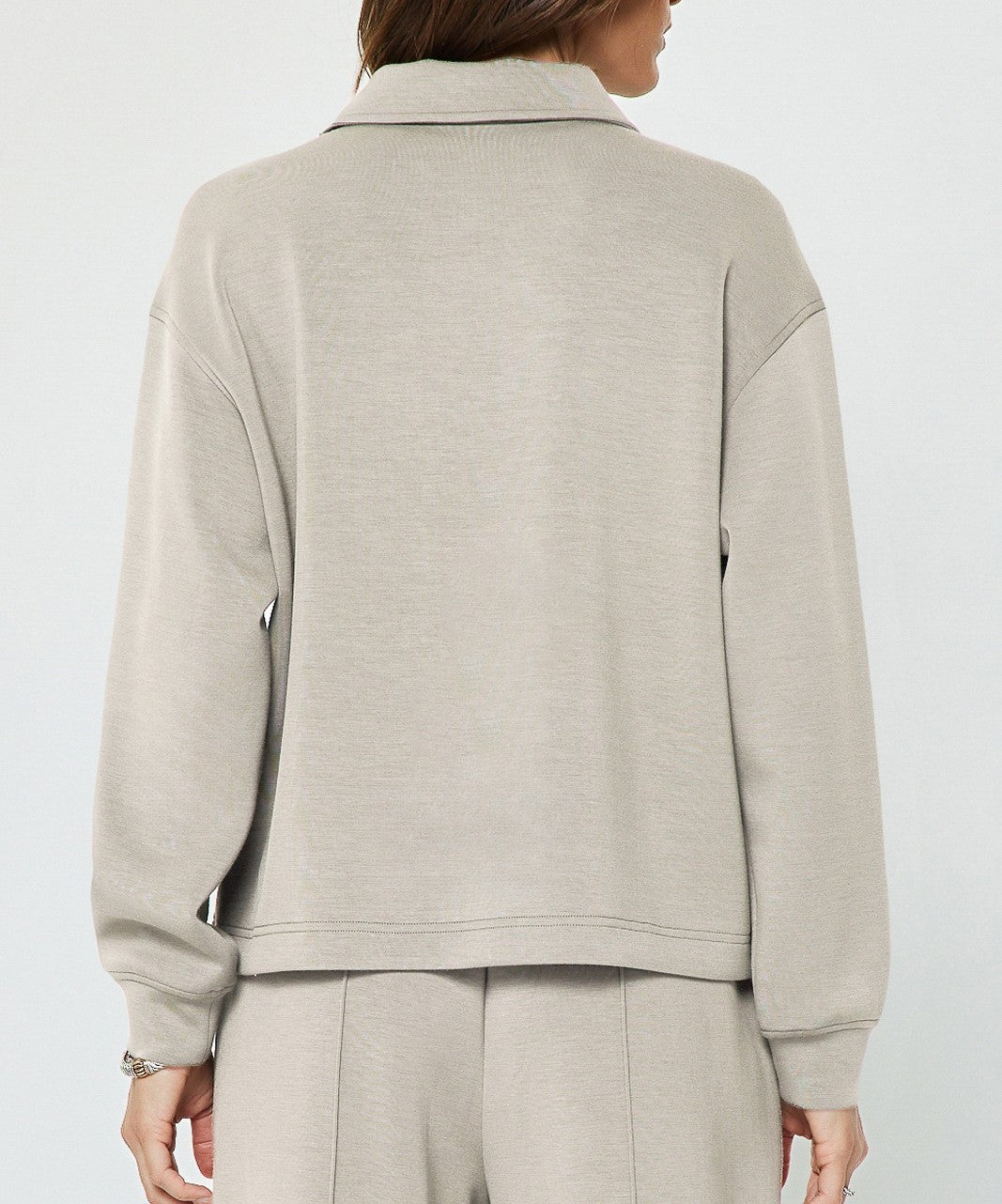 FOG HALF ZIP LONG SLEEVE MODAL KNIT POLO SWEATSHIRT