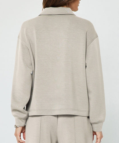 FOG HALF ZIP LONG SLEEVE MODAL KNIT POLO SWEATSHIRT