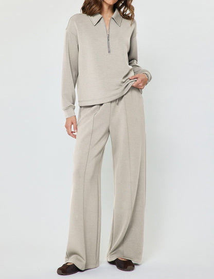 FOG HALF ZIP LONG SLEEVE MODAL KNIT POLO SWEATSHIRT
