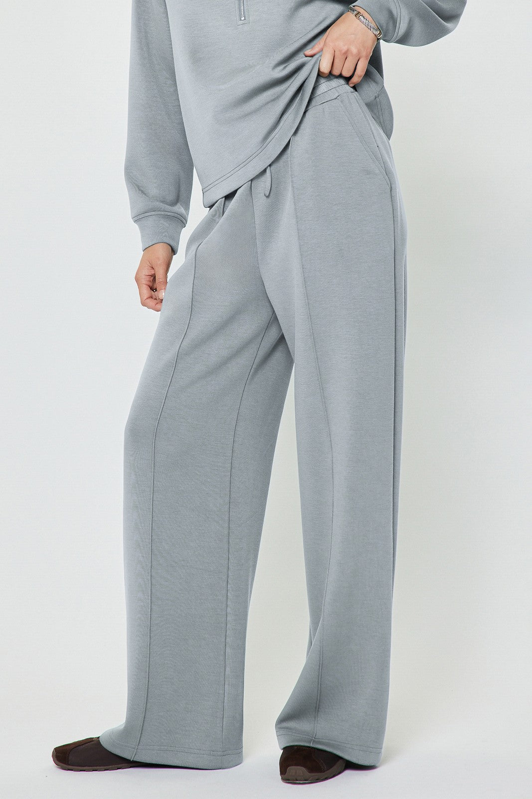LIGHT DUSTY BLUE RELAXED WIDE LEG MODAL SWEATPANTS