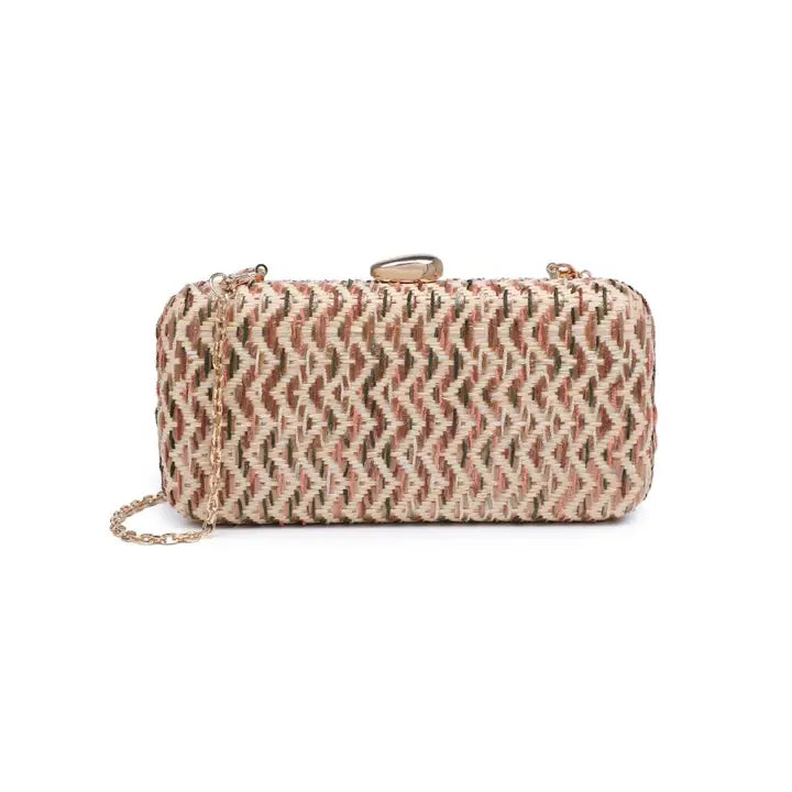 BEIGE MULTI TEXTURED WOVEN VALENTINA EVENING BAG