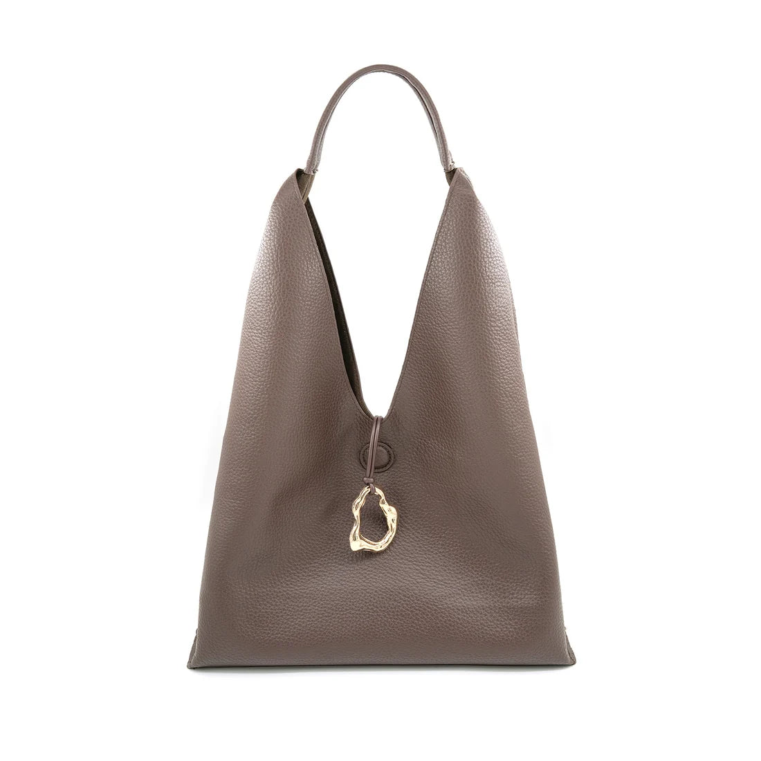 CHOCOLATE REVERSIBLE SUEDE/LEATHER HOBO SHOULDER BAG