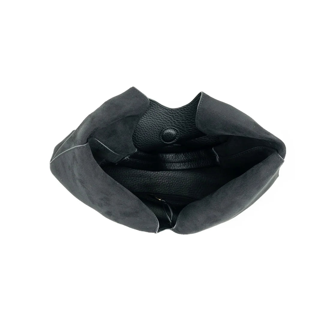 BLACK REVERSIBLE SUEDE/LEATHER HOBO SHOULDER BAG