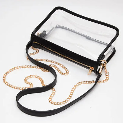 WHITE CLEAR RECTANGLE CROSSBODY BAG