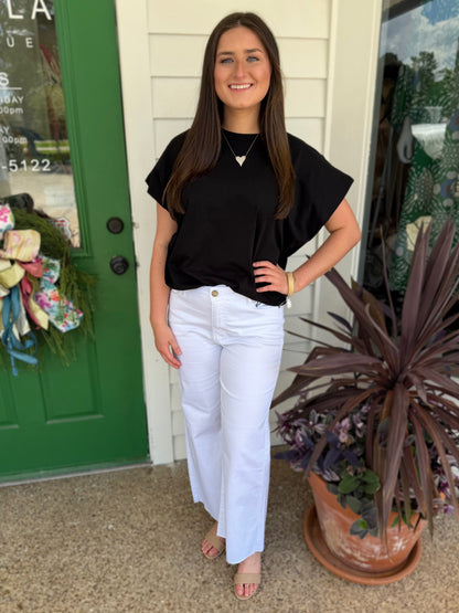BLACK SOLID TUNIC TOP