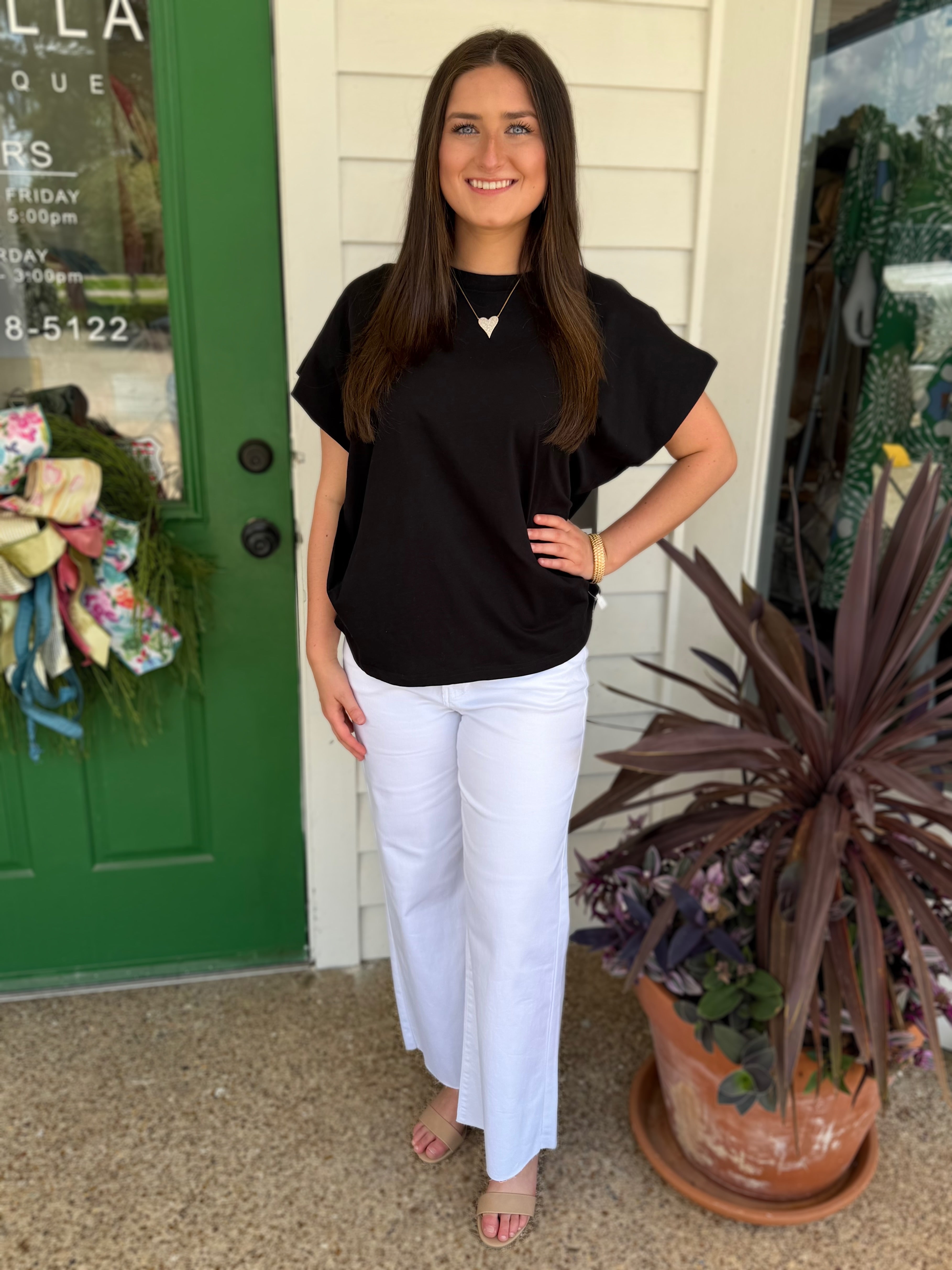 BLACK SOLID TUNIC TOP