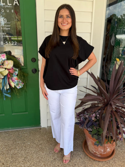 BLACK SOLID TUNIC TOP