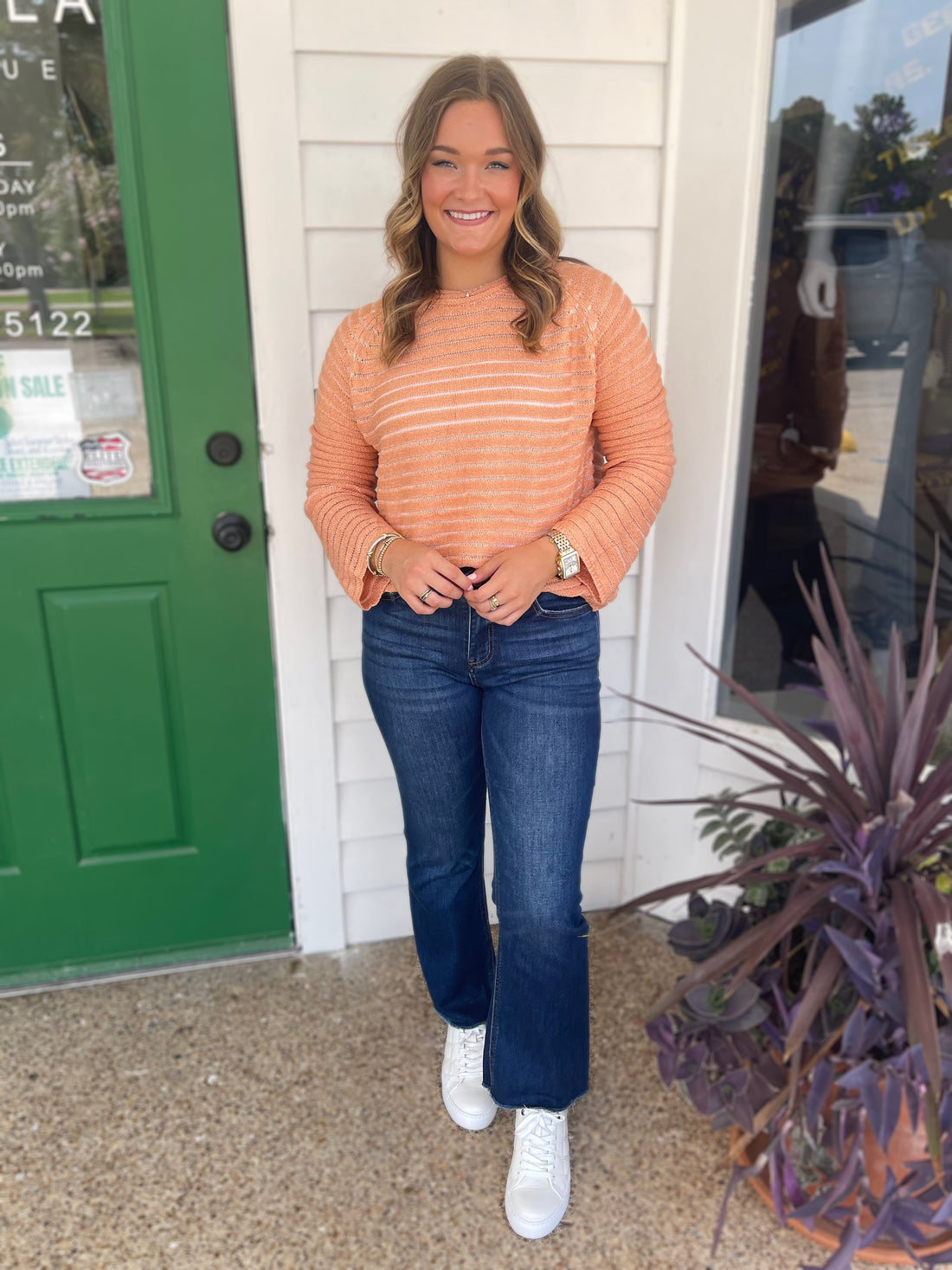 TERRA COTTA LONG RAGLAN SLEEVE SWEATER
