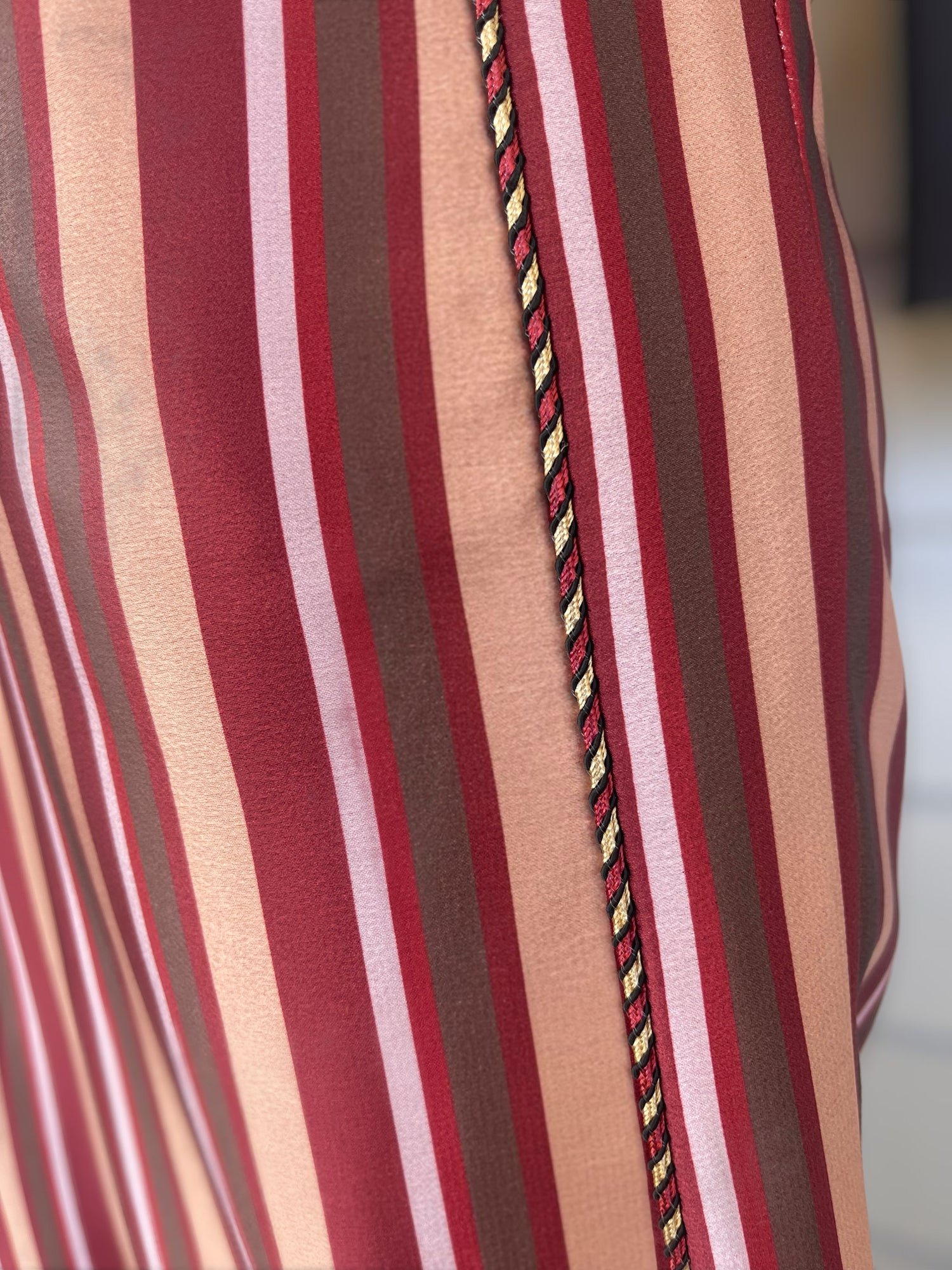 MAROON MULTI STRIPED ANJELLA WIDE LEG PANTS