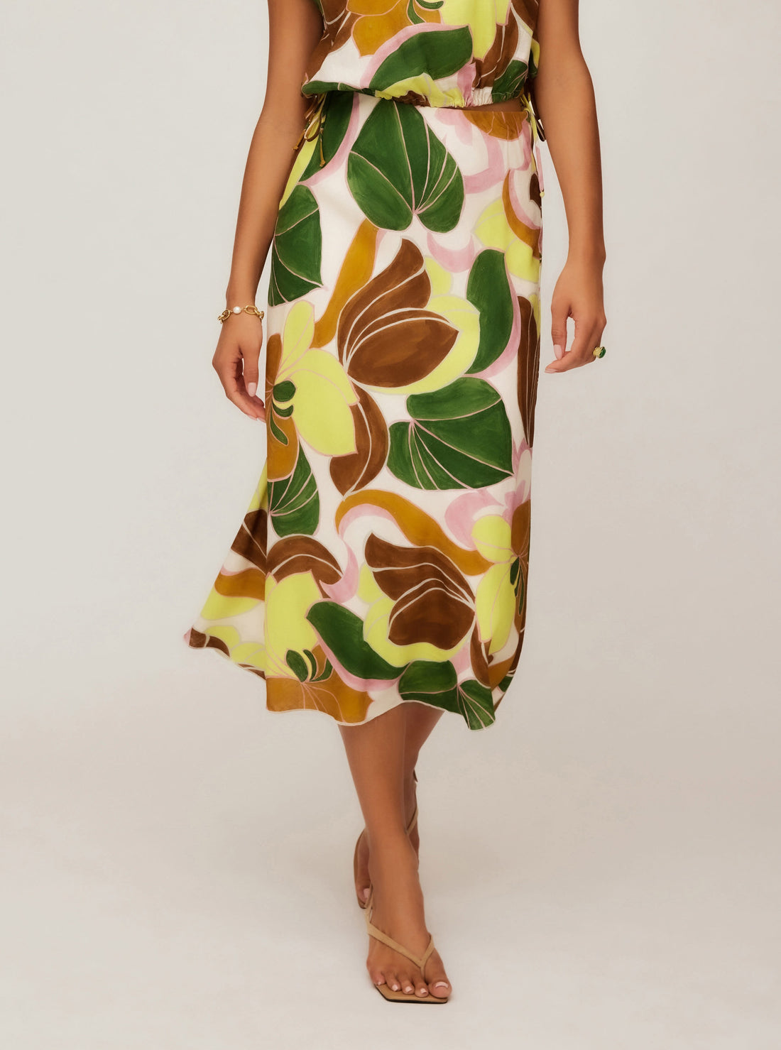FLORAL PRINT BIAS MIDI SKIRT