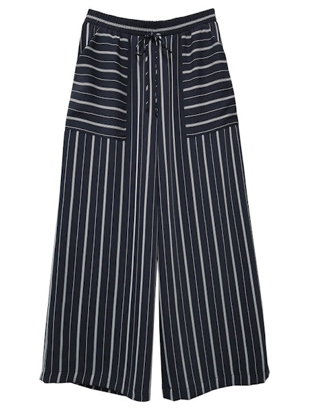 BLACK STRIPED AMANDA CROPPED WIDE LEG PANTS