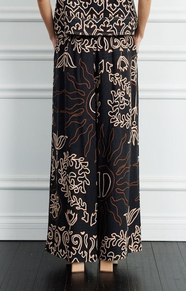 BLACK NEUTRAL PRINTED BELTED SELESTE PANTS