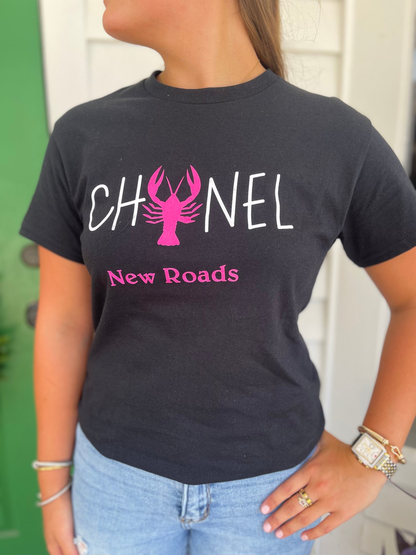BLACK CHANEL CRAWFISH NEW ROADS SHORT SLEEVE TSHIRT