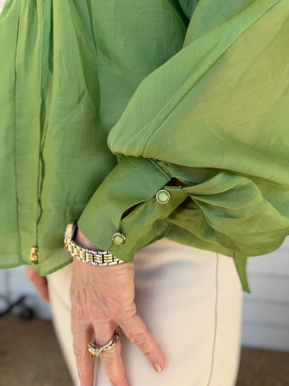 IVY GREEN QUARTER ZIP WITH TOP STITCH DETAIL GEORGINA TOP