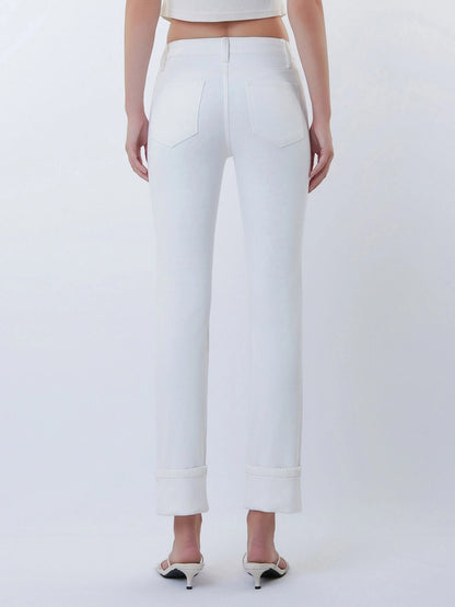 OPTIC WHITE MID RISE CROP SLIM STRAIGHT LEG JEAN