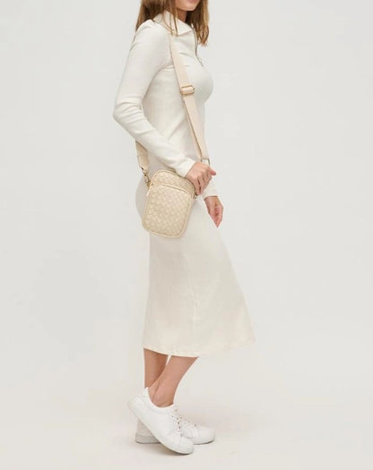 OATMILK WOVEN LEATHER CELESTE CROSSBODY