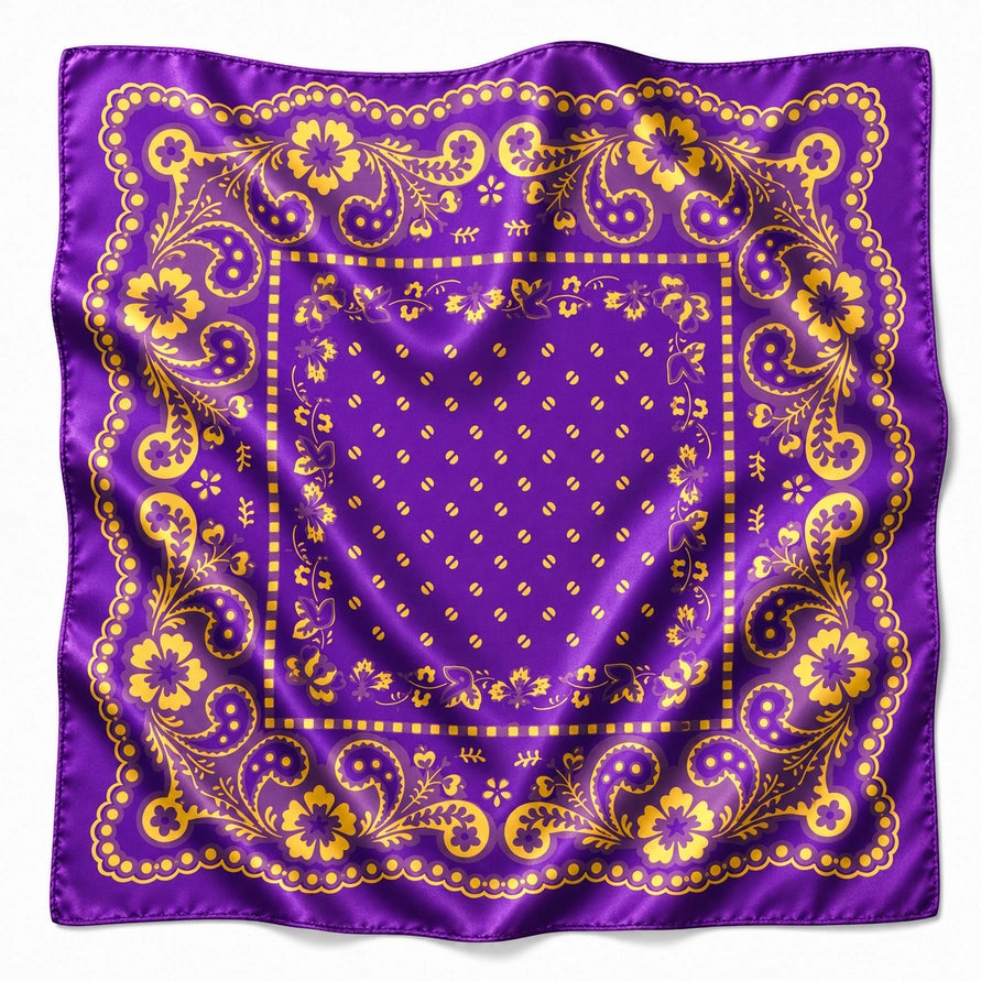 PURPLE &amp; GOLD LSU BANDANA 32" GAMEDAY SCARF
