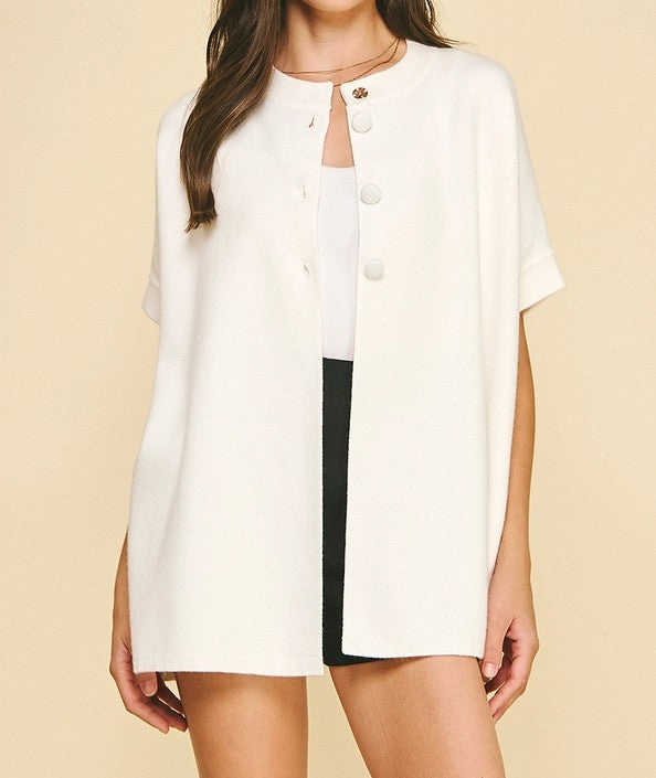 OFF WHITE OPEN FRONT BUTTON UP SWEATER