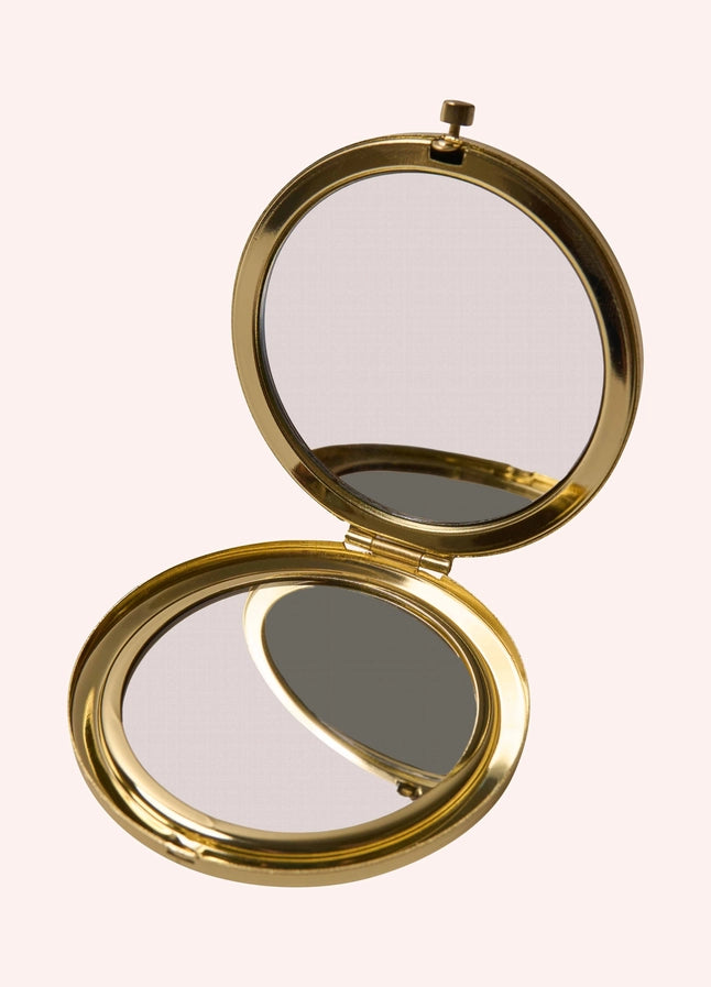 MUSTARD FLOWER VELVET EMBROIDERED COMPACT MIRROR