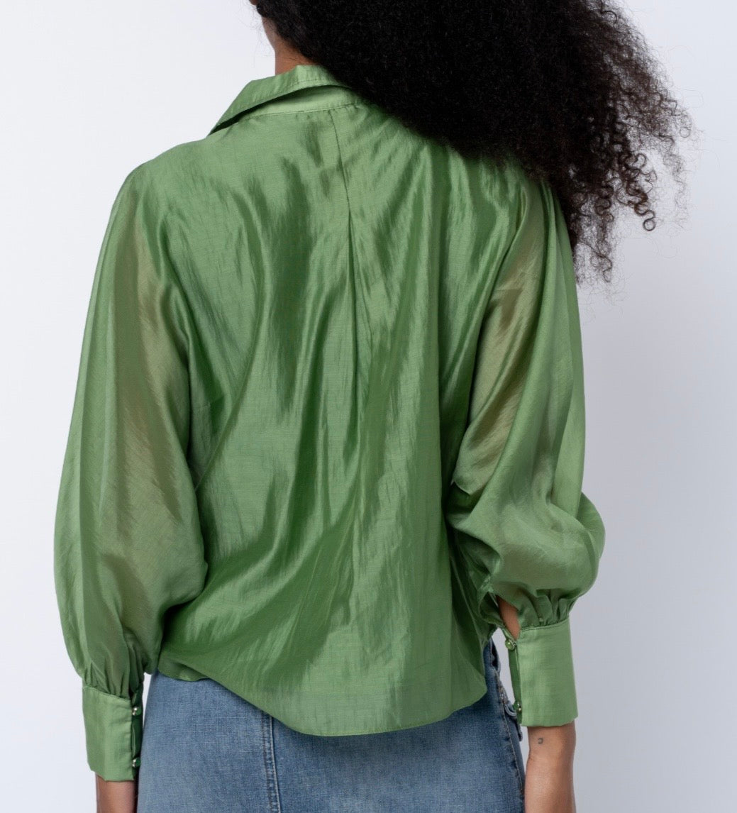 IVY GREEN QUARTER ZIP WITH TOP STITCH DETAIL GEORGINA TOP