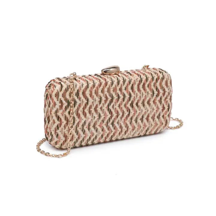 BEIGE MULTI TEXTURED WOVEN VALENTINA EVENING BAG