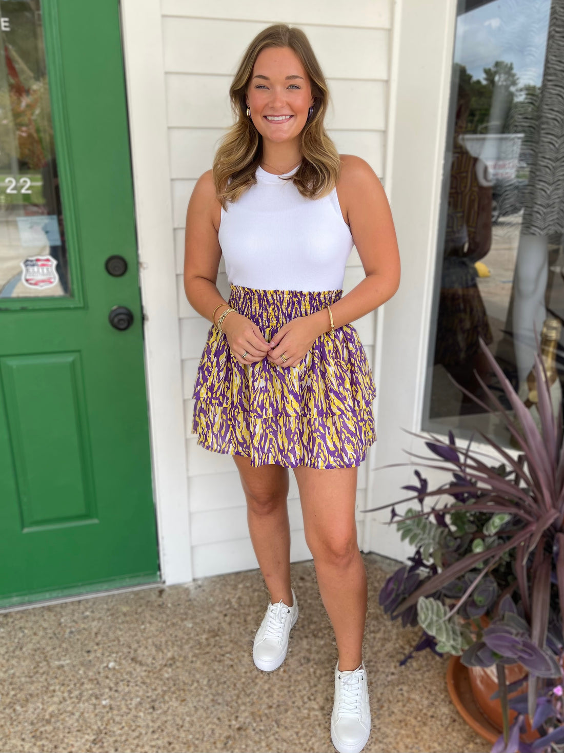 PURPLE &amp; GOLD TIGER TAIL MARLEY SKIRT