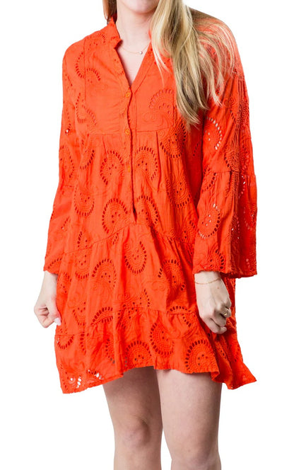 ORANGE EYELET RILEY DRESS