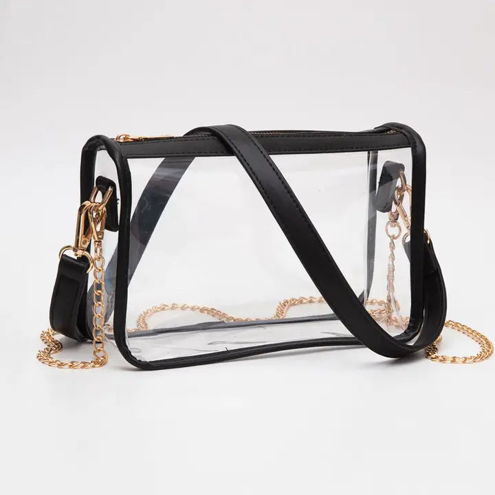 BLACK CLEAR RECTANGLE CROSSBODY BAG