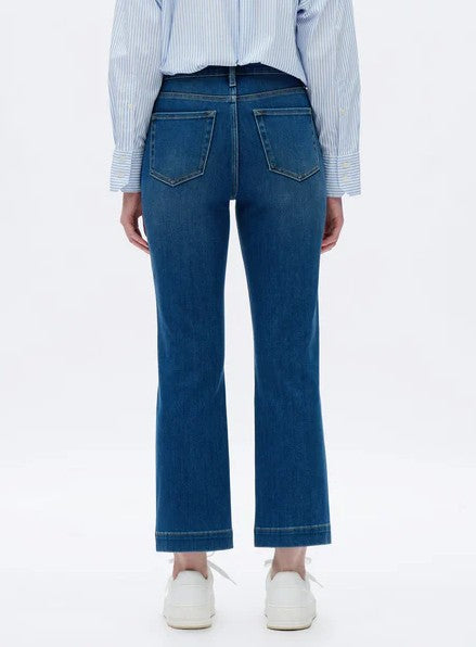 MEDIUM BLUE HIGH RISE STRAIGHT LEG JEANS