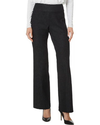 BLACK DENIM FLARE PULL ON PANT