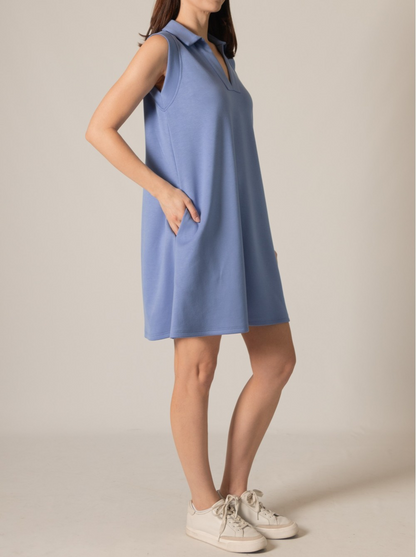 CORNFLOWER BLUE PCILL BUTTER MODAL SLEEVELESS TENNIS DRESS