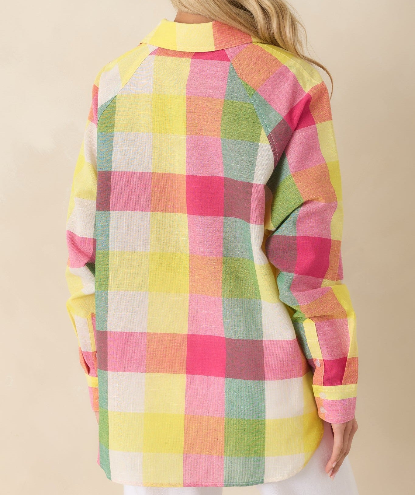 SWEET TART PLAID LONG SLEEVE BUTTON UP PAULA TOP