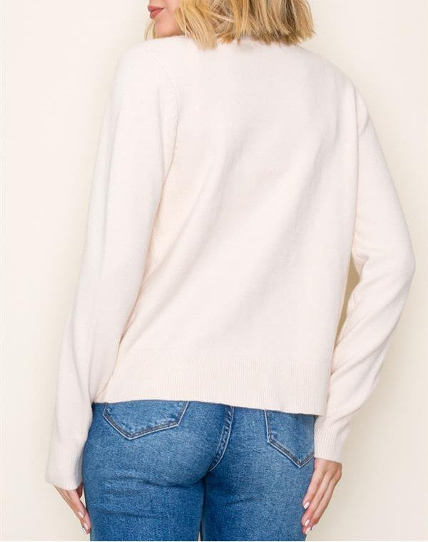 OATMEAL MULTI COLOR BUTTON UP LONG SLEEVE CARDIGAN SWEATER