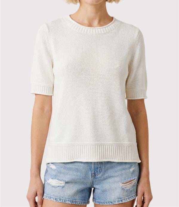 OFF WHITE RAWEDGE HEM SHORT SLEEVE SWEATER