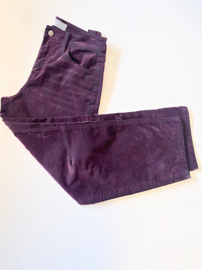 PURPLE FLOCKED HIGH RISE BARREL LEG JEANS