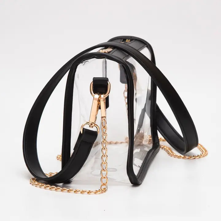 WHITE CLEAR RECTANGLE CROSSBODY BAG