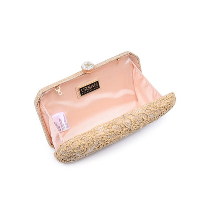 NATURAL FLORAL EMBROIDERED WOVEN CARTER EVENING BAG