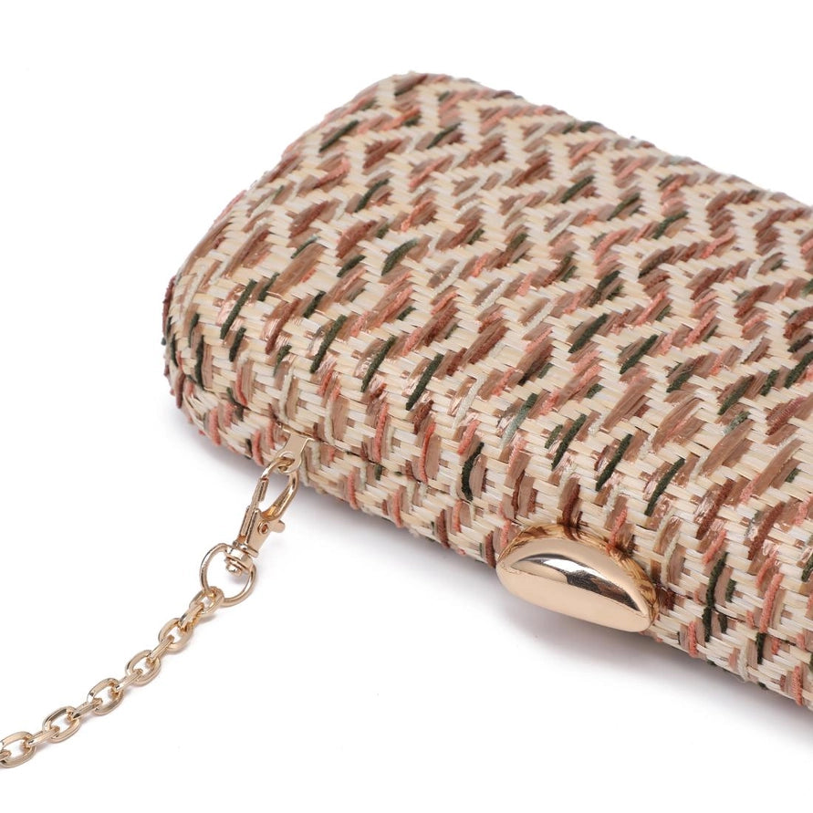 BEIGE MULTI TEXTURED WOVEN VALENTINA EVENING BAG