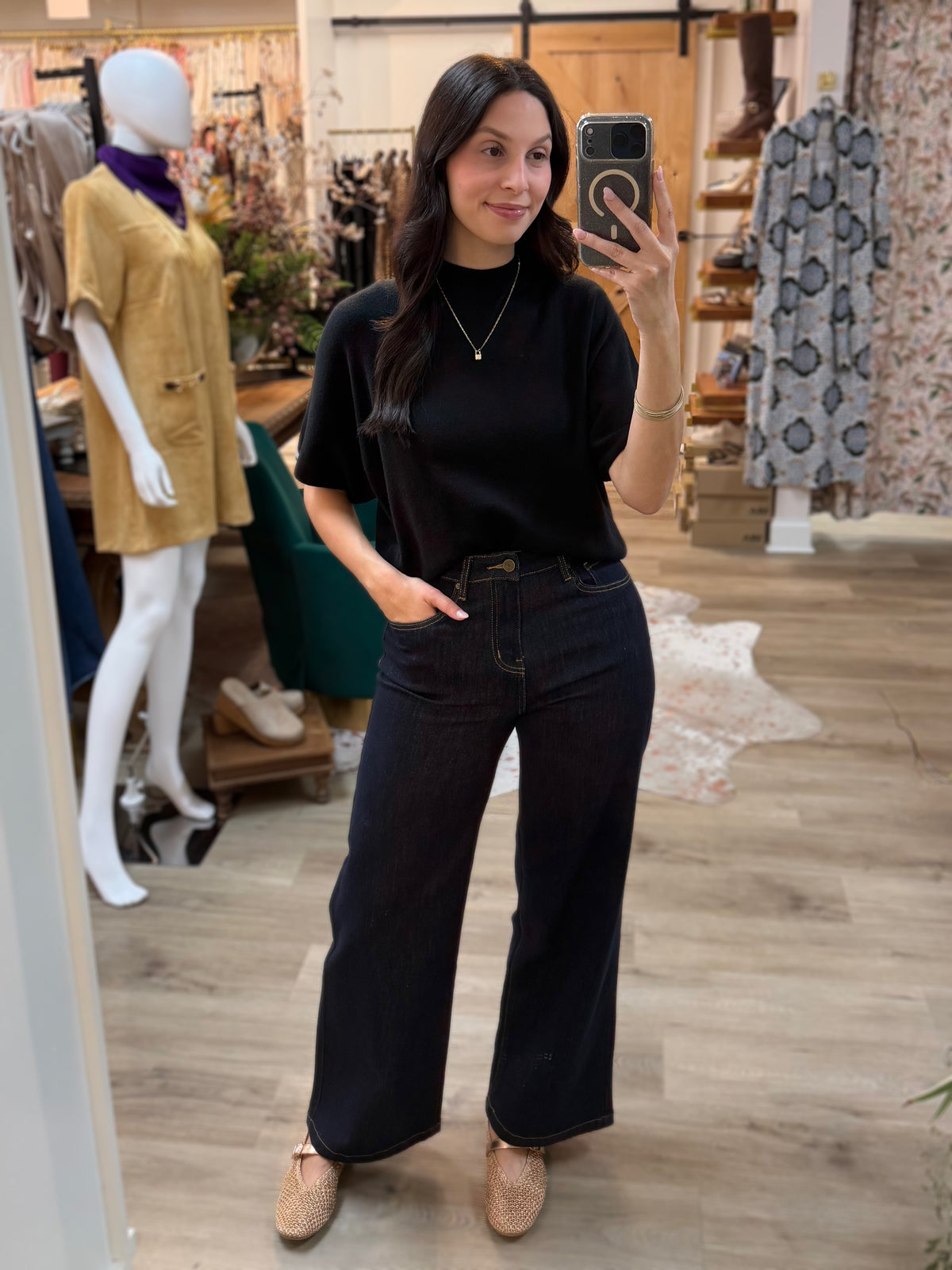 BLACK MOCK NECK DOLMAN SLEEVE SWEATER