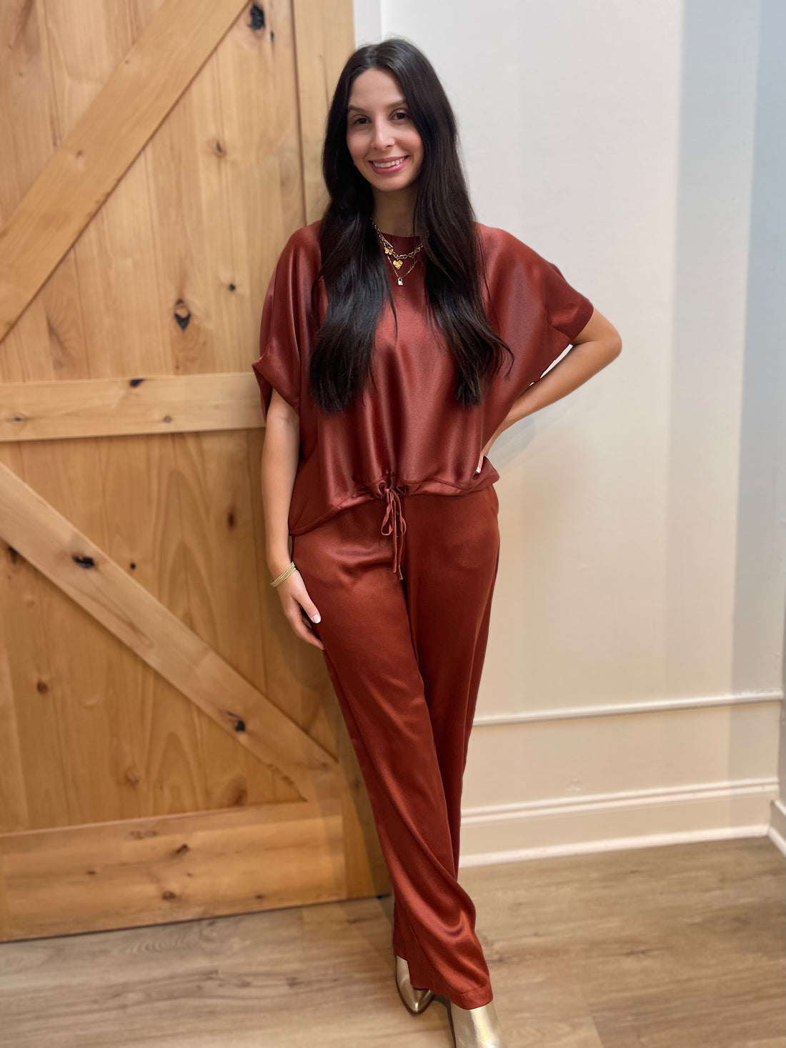 SIENNA SATIN DOLMAN SLEEVE TOP