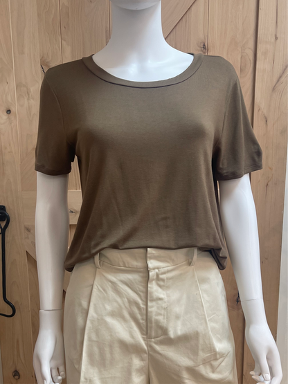 DARK MOCHA BASIC SHORT SLEEVE JERSEY TOP