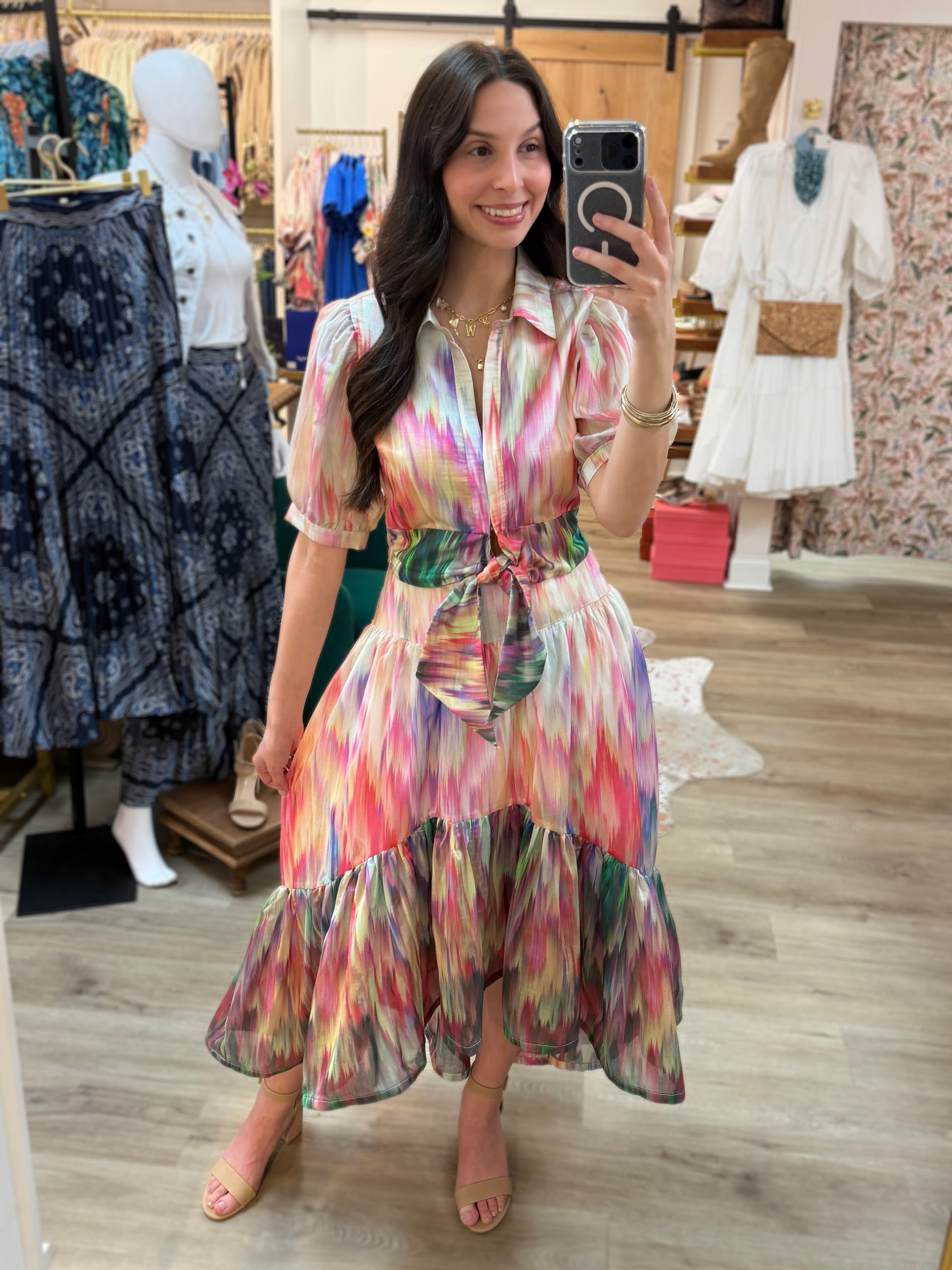 CREAM MULTI WATERCOLOR PRINT HIGH-LOW MAXI AVA SKIRT
