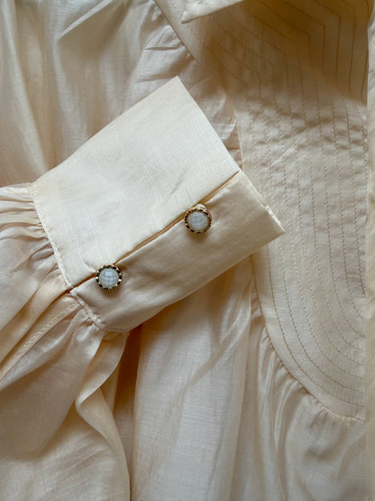 CREAM QUARTER ZIP WITH TOP STITCH DETAIL GEORGINA TOP