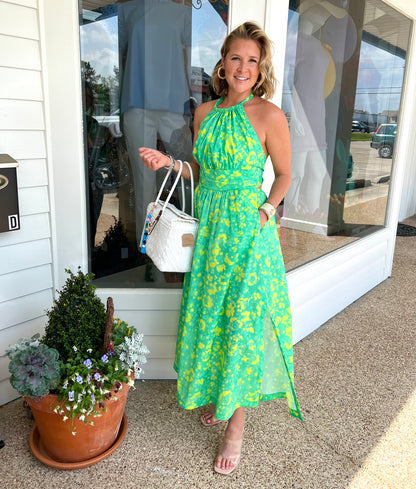 FINLEY TROPICAL GREEN CAMERON DRESS